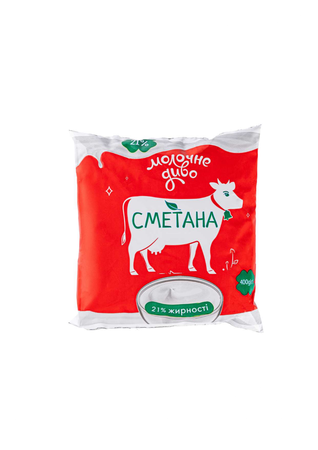 Сметана 21% жирності, ТМ "Молочне диво", маса нетто 400 грам, плівка поліетиленова